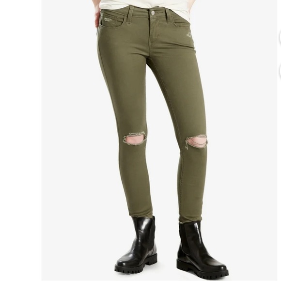 Levi’s 535 Women’s Supper Skinny Green Ripped Distressed Jeans - Picture 1 of 12